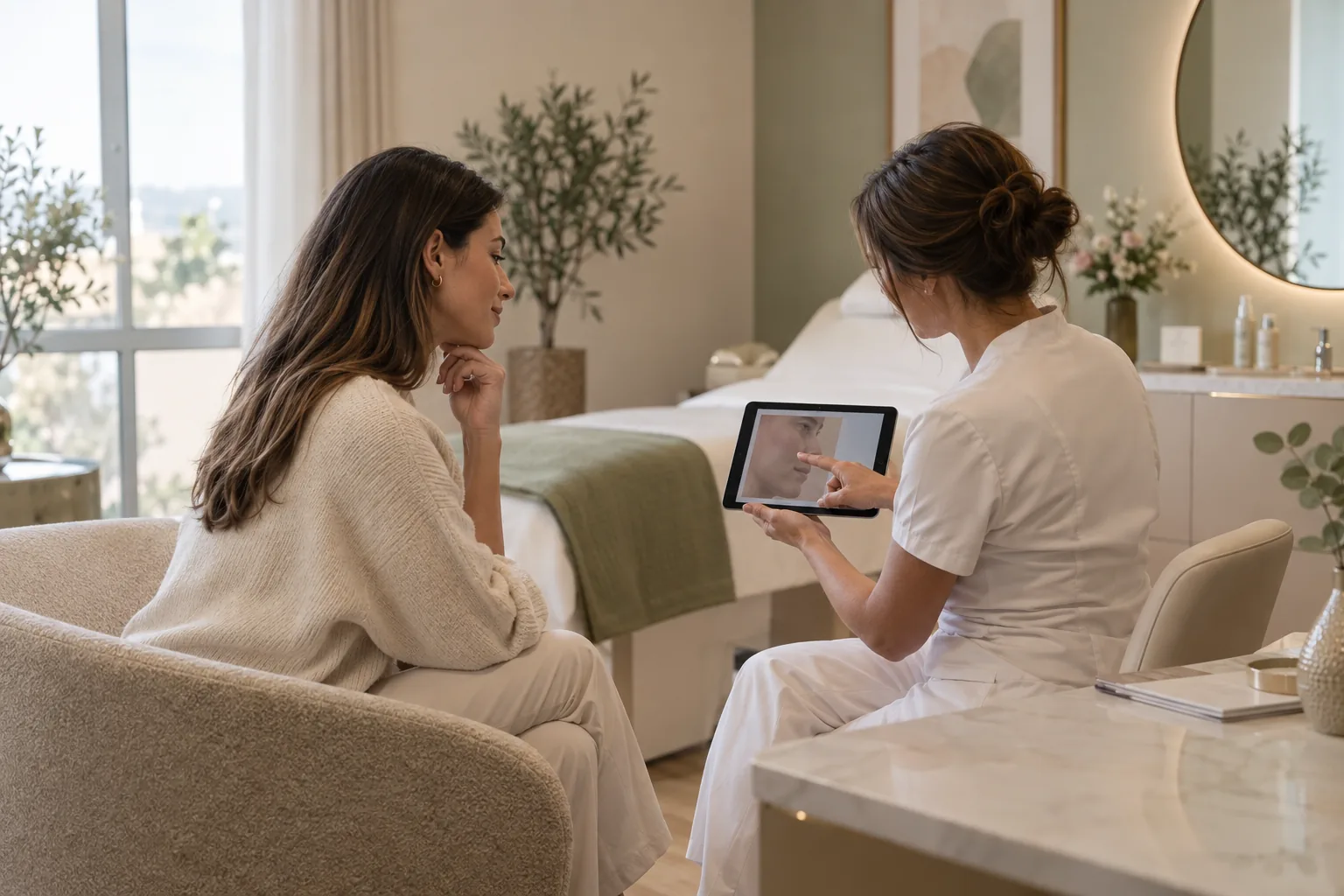 Avaliação antes de tratamento HIFU na Blossom Clinic em Braga